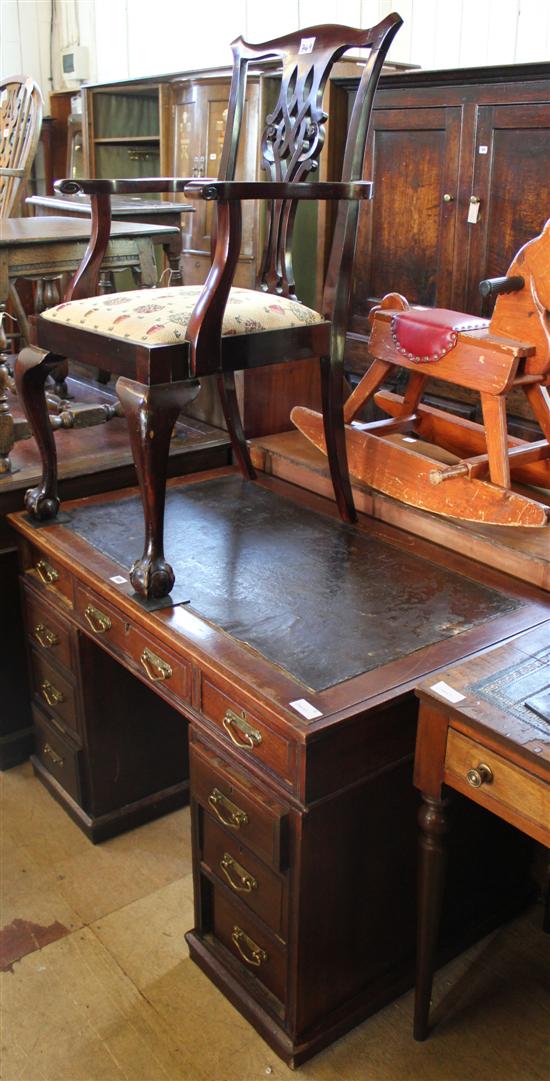 Mahogany pedestal desk & chair